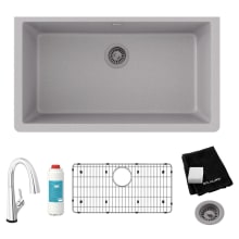 Quartz Classic 33" Undermount Single Basin Quartz Kitchen Sink with Deck Mount 1.5 GPM Kitchen Faucet