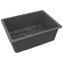 Quartz Classic 24-5/8" Undermount Single Basin Quartz Composite Kitchen Sink with Basin Rack and Basket Strainer