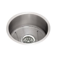 Mystic Lustertone Stainless Steel 14-3/8" Single Basin Undermount Kitchen Sink 6" Depth, Bottom Grid, and Drain Fitting
