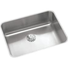 Lustertone 23-1/2" Undermount Single Basin Stainless Steel Kitchen Sink with Basket Strainer