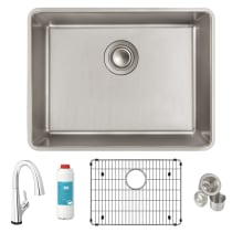 Lustertone Iconix 23-1/2" Undermount Single Basin Stainless Steel Kitchen Sink with Deck Mount 1.5 GPM Kitchen Faucet