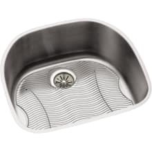 Harmony Lustertone Stainless Steel 23-9/16" x 21-1/8" Single Basin Undermount Kitchen Sink with 10" Depth, Curved Basin Back, Bottom Grid, and Drain