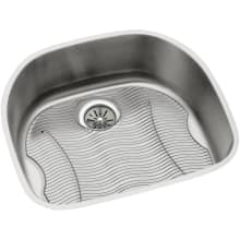Harmony Lustertone Stainless Steel 23-9/16" x 21-1/8" Single Basin Undermount Kitchen Sink with 7-1/2" Depth, Curved Basin Back, Bottom Grid, and Drain