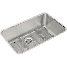 Gourmet Lustertone Stainless Steel 30-1/2" x 18-1/2" Single Basin Undermount Kitchen Sink with 10" Depth, Rounded Basin Corners, Bottom Grid and Drain
