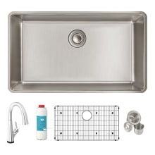 Lustertone Iconix 32-1/2" Undermount Single Basin Stainless Steel Kitchen Sink with Deck Mount 1.5 GPM Kitchen Faucet