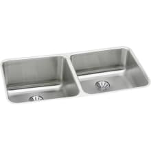 Gourmet 30-3/4" Double Basin Undermount Stainless Steel Kitchen Sink - Includes Two Perfect Drain Assemblies