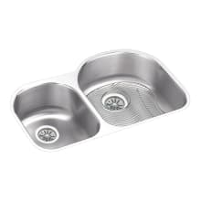 Harmony 31-1/4" Double Basin Stainless Steel Kitchen Sink for Undermount Installations with 40/60 Split - Basin Rack and Drain Assembly Included