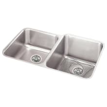 Gourmet 31-1/4" Double Basin Stainless Steel Kitchen Sink for Undermount Installations with 50/50 Split - Basin Rack and Drain Assembly Included