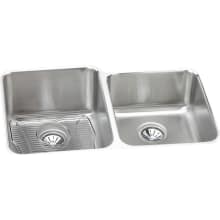 Gourmet 31-1/4" Double Basin Stainless Steel Kitchen Sink for Undermount Installations with 50/50 Split - Basin Rack and Drain Assembly Included