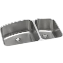 Lustertone 32-3/4" Undermount Double Basin Stainless Steel Kitchen Sink with Basket Strainer