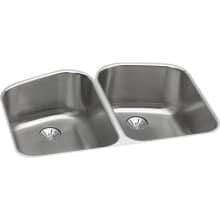 Gourmet 32-3/4" Double Basin 18-Gauge Stainless Steel Kitchen Sink for Undermount Installations with 50/50 Split - Perfect Drain Assemblies Included