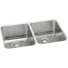Gourmet Lustertone Stainless Steel 35-3/4" x 18-1/2'' Undermount Double Basin Kitchen Sink with 10" Depth