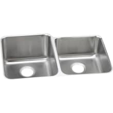 Gourmet Lustertone Stainless Steel 31-1/4" x 20-1/2" ADA Undermount Double Bowl Sink with 4-3/8" Depth