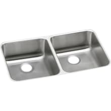 Lustertone Stainless Steel 31-3/4" x 16-1/2'' Undermount Double Basin Kitchen Sink with 4-7/8" Depth and Rounded Basin Corners