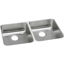 Lustertone Stainless Steel 35-3/4" x 18-1/2'' Undermount Double Basin Kitchen Sink 4-3/8" Depth