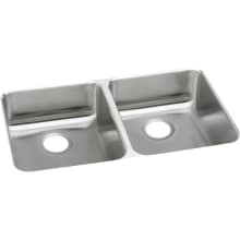Lustertone Stainless Steel 35-3/4" x 18-1/2'' Undermount Double Basin Kitchen Sink 5" Depth