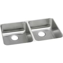 Lustertone Stainless Steel 35-3/4" x 18-1/2'' Undermount Double Basin Kitchen Sink 5-3/8" Depth