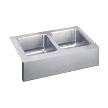 Gourmet Lustertone Stainless Steel 33" x 20-1/2" Double Basin Kitchen Sink with 10" Depth and Apron