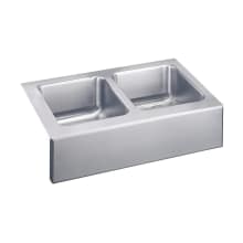 Gourmet Lustertone Stainless Steel 33" x 20-1/2" Undermount Double Basin Kitchen Sink with 10" Depth, Bottom Grid, and Drain Fitting