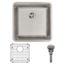 Lustertone Iconix 18-1/2" Undermount Single Basin Stainless Steel Kitchen Sink with Basin Rack and Perfect Drain