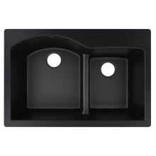 Quartz Luxe 33" Drop In Offset Double Basin Quartz Composite Kitchen Sink with Aqua Divide