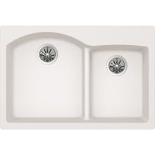 Quartz Luxe 33" Drop In Offset Double Basin Quartz Composite Kitchen Sink with Aqua Divide