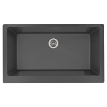 Quartz Luxe 35-7/8" Farmhouse Single Basin Quartz Composite Kitchen Sink with Perfect Drain