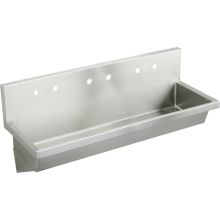 72" Wall Mounted Stainless Steel Lavatory Sink with Holes Drilled for Three Faucets