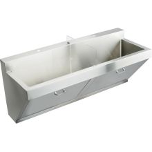 60" Double Basin Wall Mounted Stainless Steel Utility Sink