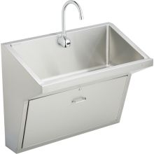 36" Single Basin Wall Mounted Stainless Steel Kitchen Sink with Commercial Faucet - Includes Drain