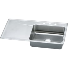 Gourmet Lustertone Stainless Steel 43" x 22" Single Right Basin Top Mount Kitchen Sink with 7-5/8" Depth