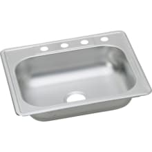 Kingsford 25" Single Basin Drop-In Stainless Steel Kitchen Sink with Kitchen Faucet - Includes Sidespray and Drain