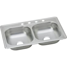Kingsford 33" Double Basin 23-Gauge Stainless Steel Kitchen Sink for Drop In Installations with 50/50 Split and SoundGuard Technology