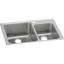 Lustertone 33" x 22" Stainless Steel Double Basin Top Mount Kitchen Sink