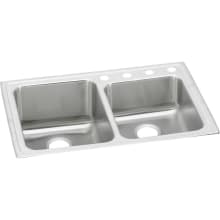 Gourmet Lustertone Stainless Steel 33" x 22" Double Basin Top Mount Kitchen Sink with 10" Depth