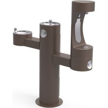 EZH20 14" Floor Mounted Outdoor Bi-Level Bottle Filler Combo Station with Freeze Resistance - Vandal Resistant Bubbler