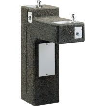 12" Outdoor Floor Mounted Bi-level Drinking Station with Freeze Protection with Cooler - Vandal Resistant Bubbler