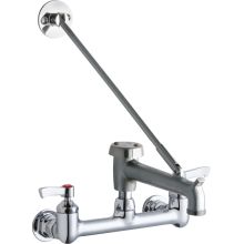 Wall Mount Utility Faucet with Two Handles and 8" Widespread Holes