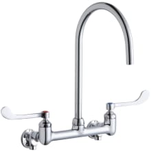 1.5 GPM Wall Mounted Double Wrist Blade Handle Utility Faucet with Brass Handles