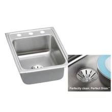 Gourmet 17" Single Basin 18-Gauge Stainless Steel Kitchen Sink for Drop In Installations with SoundGuard Technology - Perfect Drain Assembly Included
