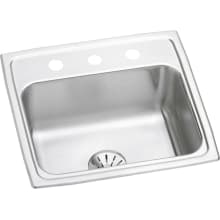 Lustertone 19-1/2" Drop In Single Basin Stainless Steel Kitchen Sink with Basket Strainer