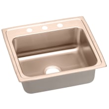 Lustertone 22" Copper Drop In Lavatory Sink with Customizable Hole Drill and Antimicrobial Protection