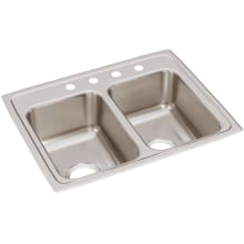 Lustertone 25" Drop In Double Basin Stainless Steel Kitchen Sink