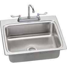 25" Single Basin Drop-In Stainless Steel Kitchen Sink with Commercial Faucet - Includes Drain