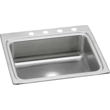 Gourmet 25" Single Basin 18-Gauge Stainless Steel Kitchen Sink for Drop In Installations with SoundGuard Technology - eDock Hook Included