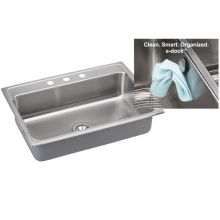 Gourmet 31" Single Basin 18-Gauge Stainless Steel Kitchen Sink for Drop In Installations with SoundGuard Technology - eDock Hook Included