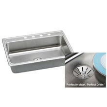 Gourmet 31" Single Basin 18-Gauge Stainless Steel Kitchen Sink for Drop In Installations with SoundGuard Technology - Perfect Drain Assembly Included