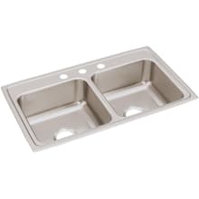 Lustertone 33" Drop In Double Basin Stainless Steel Kitchen Sink