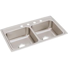 Lustertone 33" Drop In Double Basin Stainless Steel Kitchen Sink