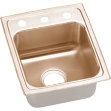 Lustertone 13" Copper Drop In Lavatory Sink with Customizable Hole Drill and Antimicrobial Protection